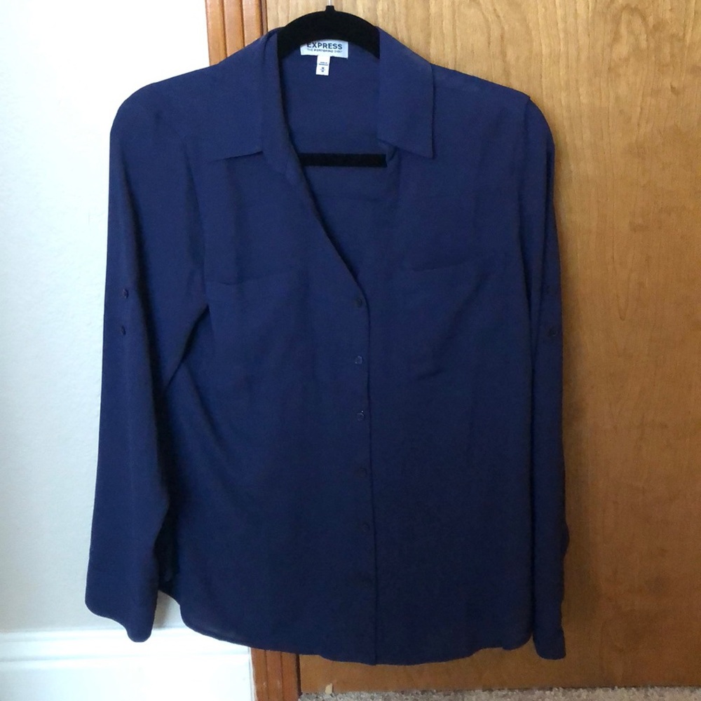Express dark blue button down shirt